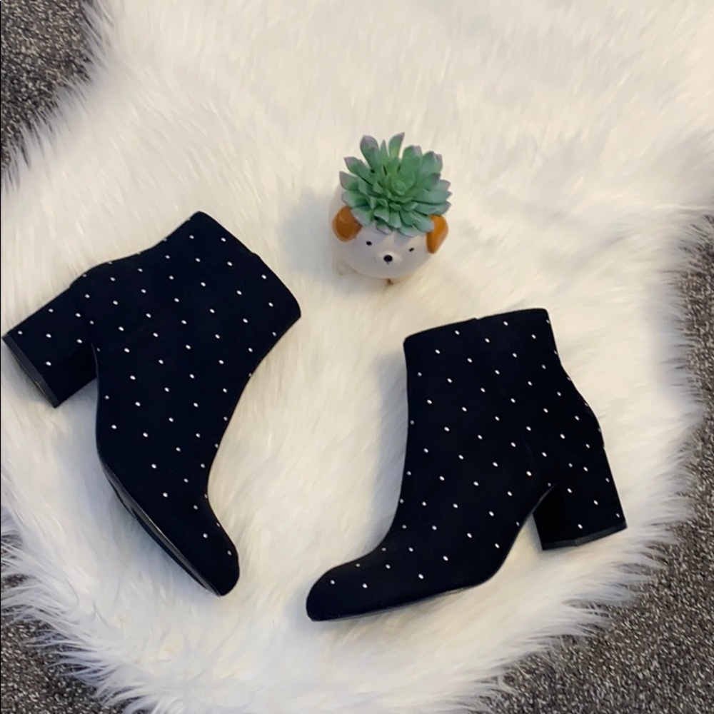 Express suede studded heeled booties